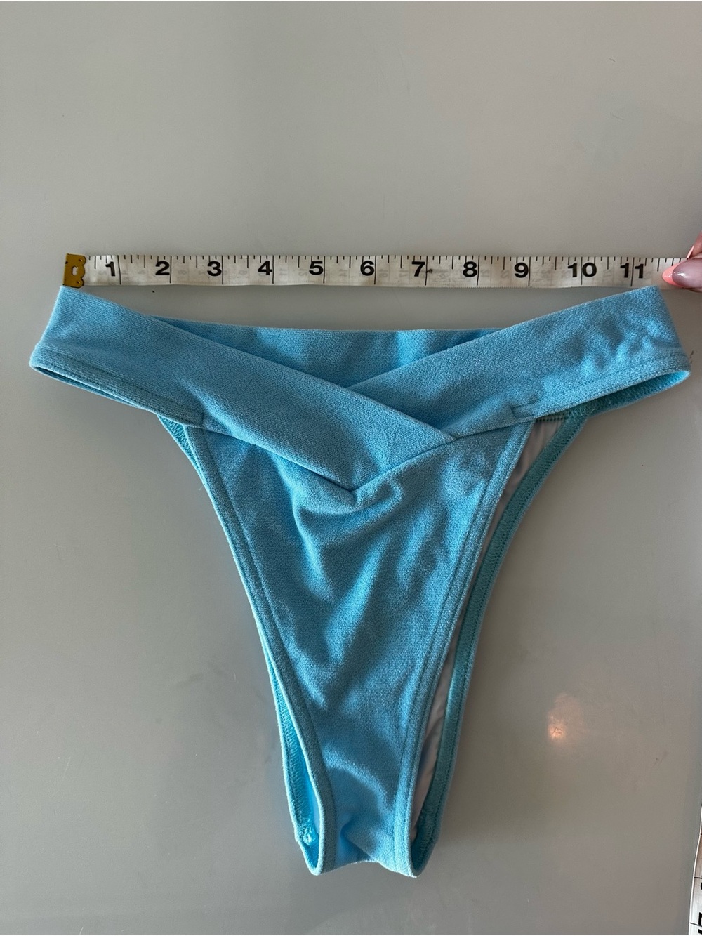 Bright Aqua Blue High Waist / High Leg V Bikini Bottom